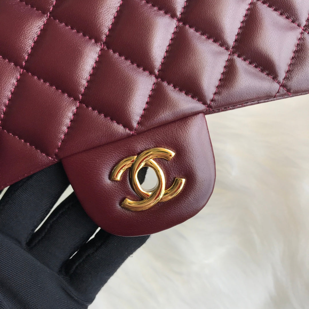CHANEL MINI 20 BAG IN RED BROWN CALFSKIN GOLD HARDWARE