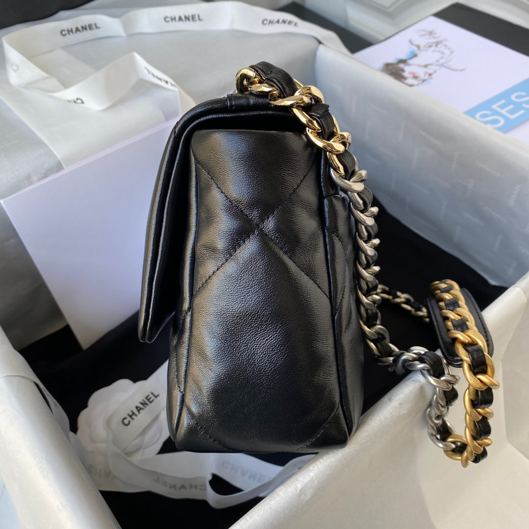 CHANEL MEDIUM 26 FLAP BAG IN BLACK LAMBSKIN