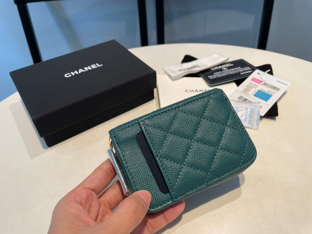 CHANEL ZIPPED COIN PURSE 11 OCEAN GRAINED CALFSKIN