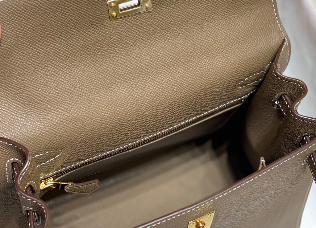 HERMES KELLY 25CM IN ETOUPE EPSOM CALFSKIN GOLD HARDWARE