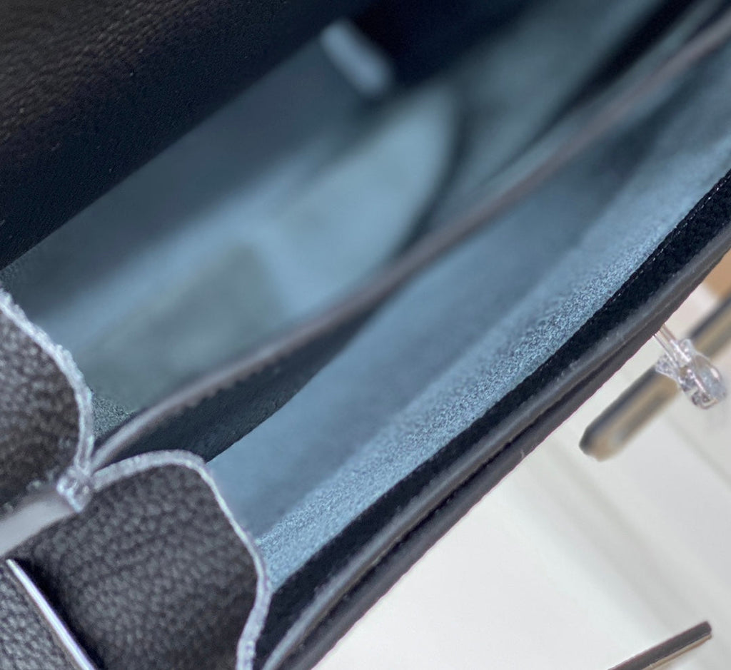 HERMES KELLY DEPECHES 34 BRIEFCASE IN BLACK TOGO CALFSKIN SILVER HARDWARE
