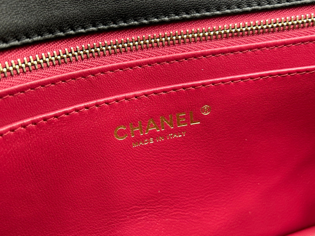 CHANEL SMALL 23 FLAP BAG IN BLACK CALFSKIN GOLD HARDWARE