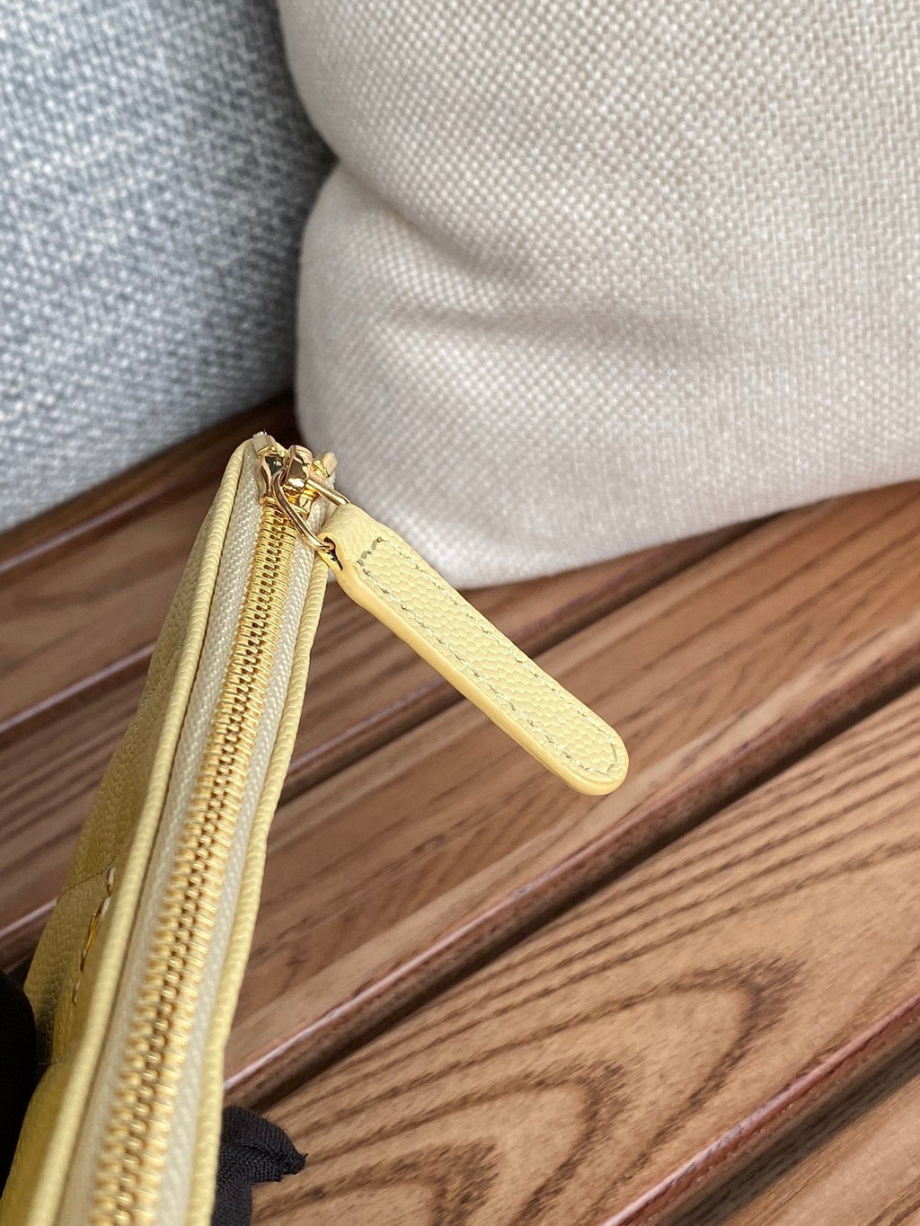 CHANEL CLASSIC SMALL 15 ZIPPED POUCH IN YELLOW CORN GRAINED CALFSKIN