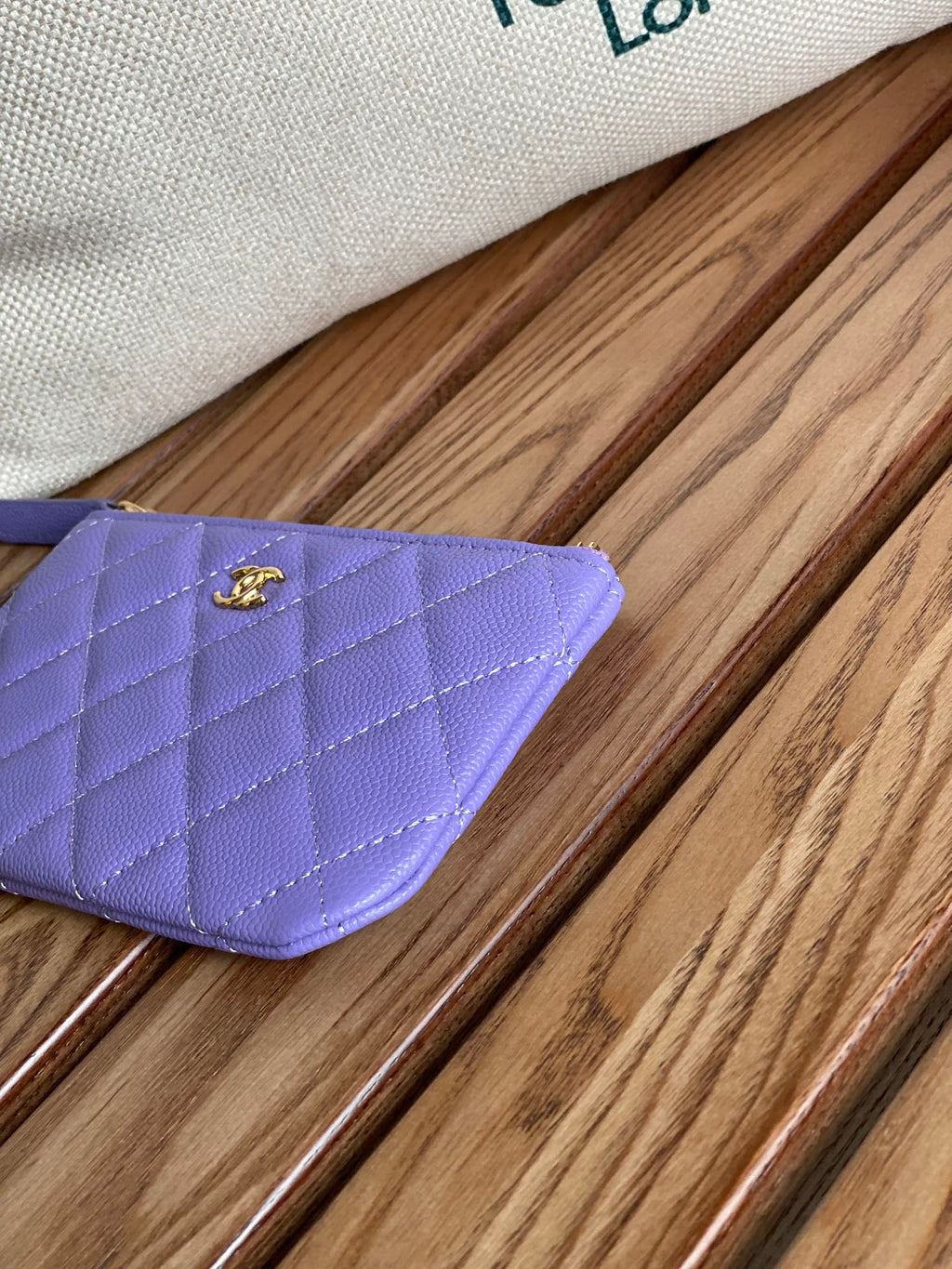 CHANEL CLASSIC SMALL 15 ZIPPED POUCH IN AMETHYST PURPLE GRAINED CALFSKIN