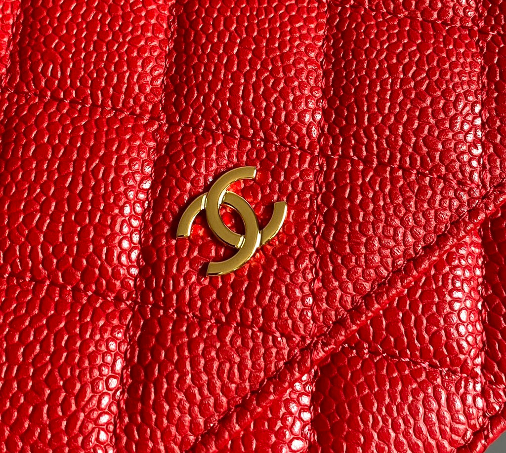 CHANEL WOC 19 RED CAVIAR GOLD HARDWARE