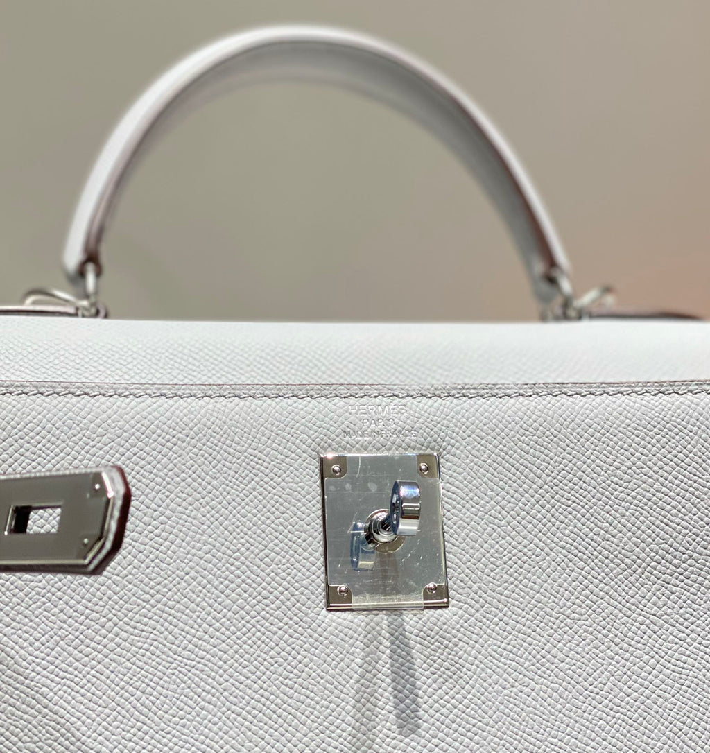 HERMES KELLY 28CM IN GRIS PERLE EPSOM CALFSKIN PALLADIUM HARDWARE
