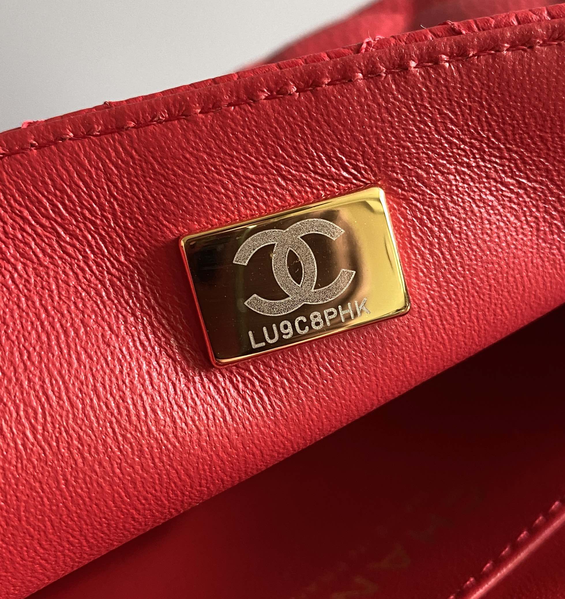 CHANEL MINI RECTANGLE FLAP BAG 20CM RED CAVIAR GOLD HARDWARE