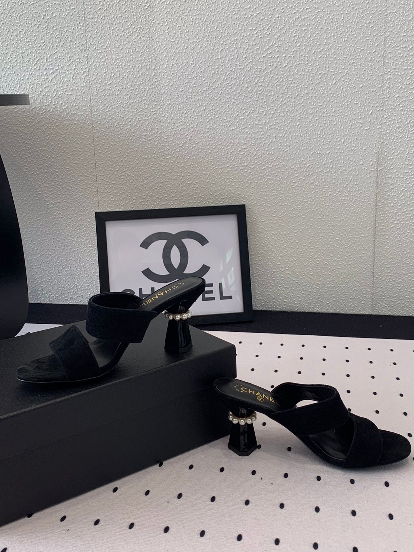 CHANEL MULES black LAMBSKIN