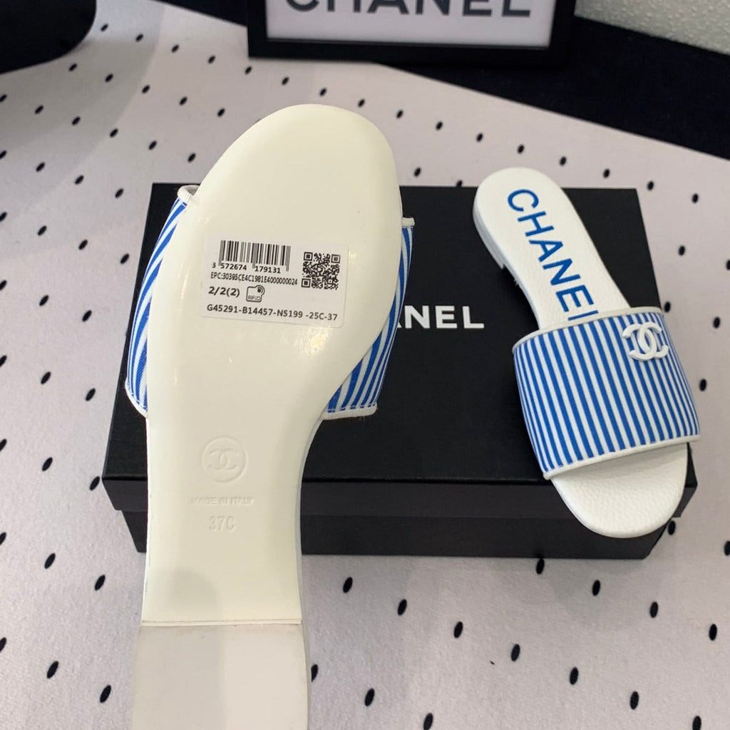 CHANEL MULES blue LAMBSKIN