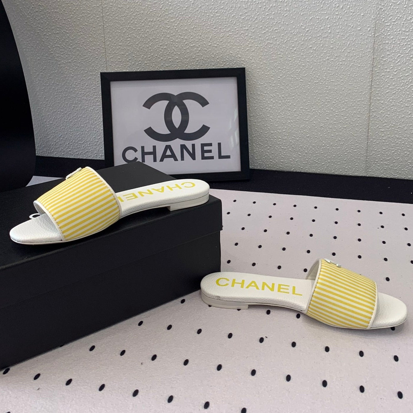 CHANEL MULES yellow LAMBSKIN