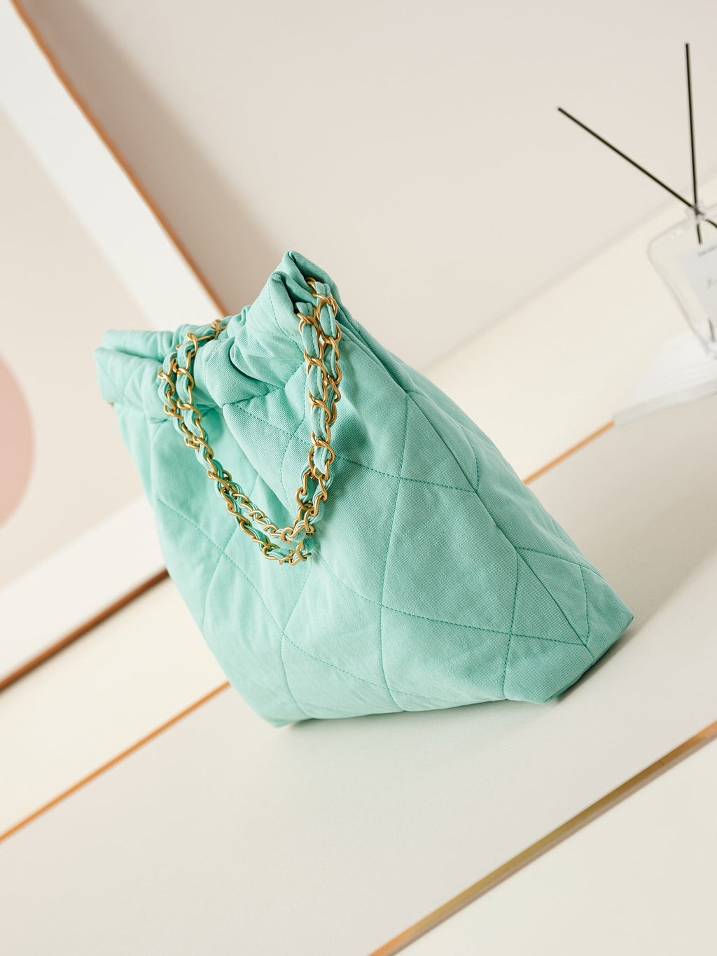 CHANEL CLASSIC MEDIUM 37 BAG IN TF BLUE CANVAS