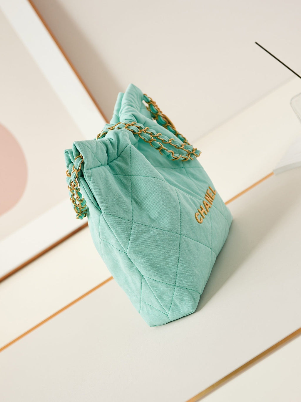 CHANEL CLASSIC MEDIUM 37 BAG IN TF BLUE CANVAS