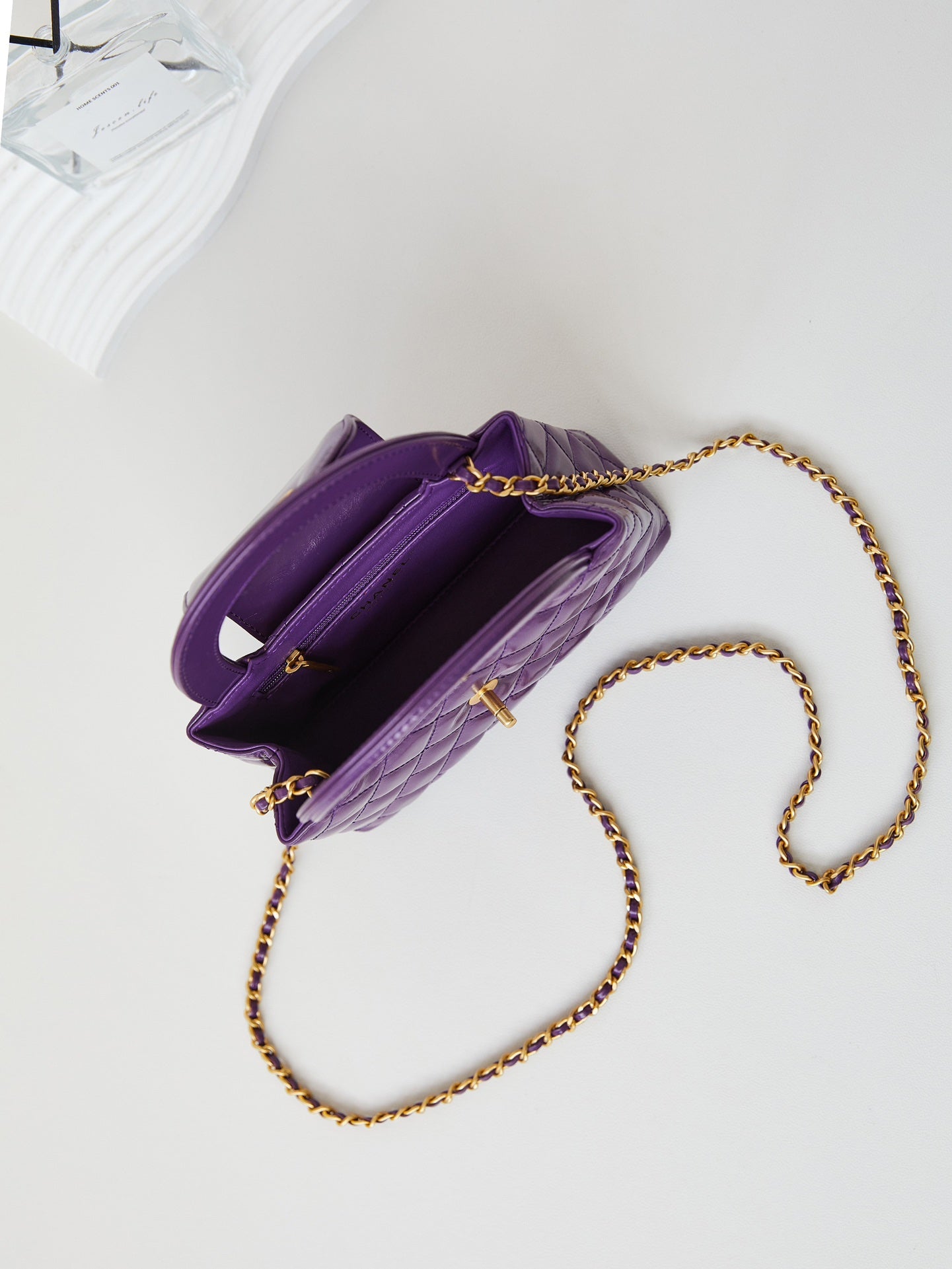 CHANEL KELLY MINI 19 SHOPPING BAG IN INDIGO PURPLE CALFSKIN