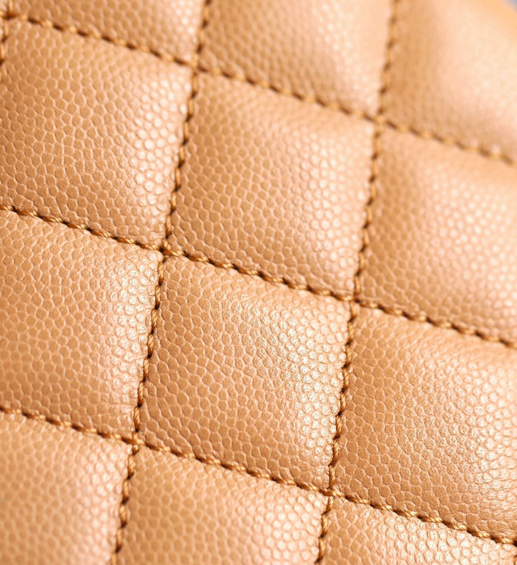 CHANEL 25S FLAP BAG 24 CM IN LIGHT BROWN LAMBSKIN WITH GOLD HARDWARE