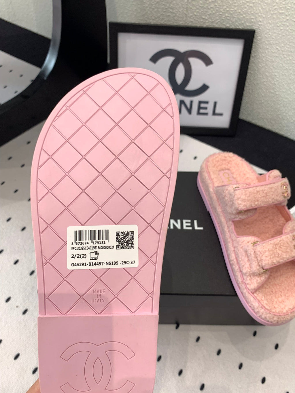 CHANEL DAD SANDAL MULE IN ROSE PINK LAMB FUR