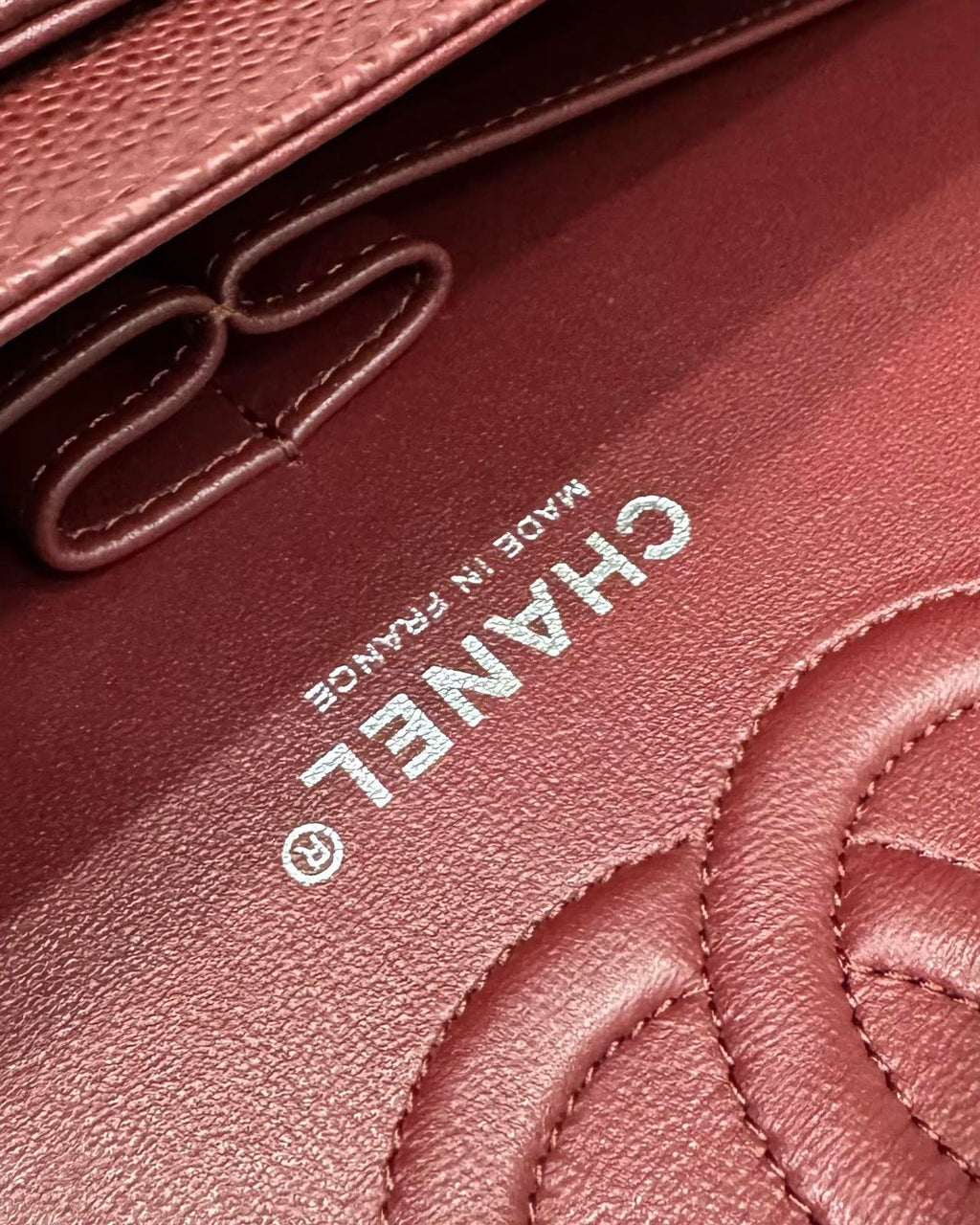 CHANEL FLAP BAG 25 IN WINE CAVIAR LAMBSKIN SILVER HARDWARE