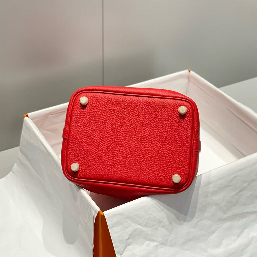HERMES PICOTIN LOCK 18 RED CALFSKIN