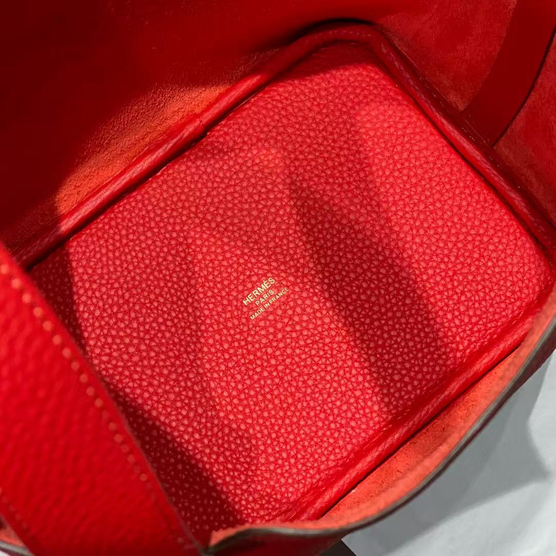 HERMES PICOTIN LOCK 18 RED CALFSKIN