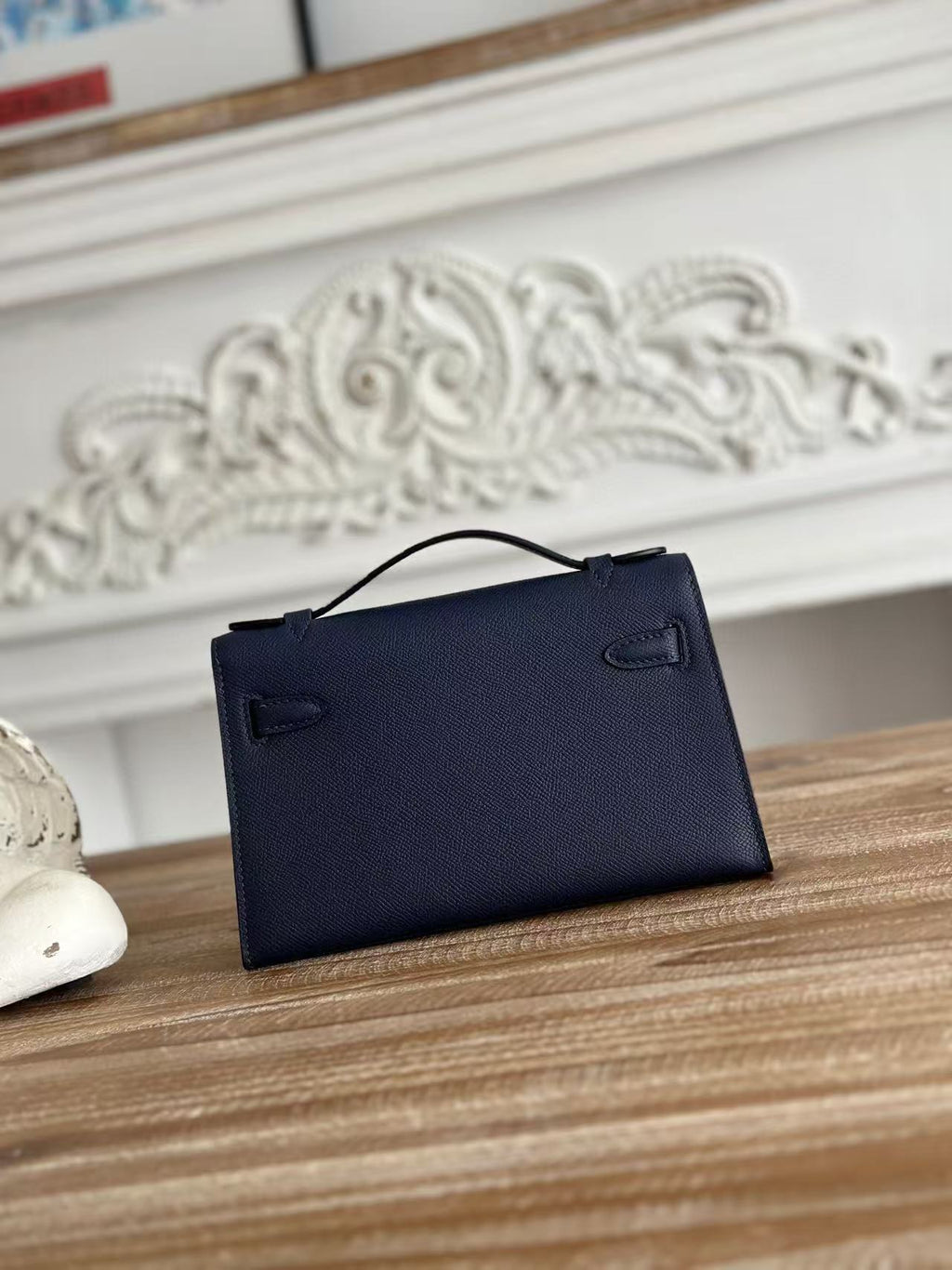 HERMES KELLY MINI POCHETTE 22 IN NAVY BLUE CALFSKIN