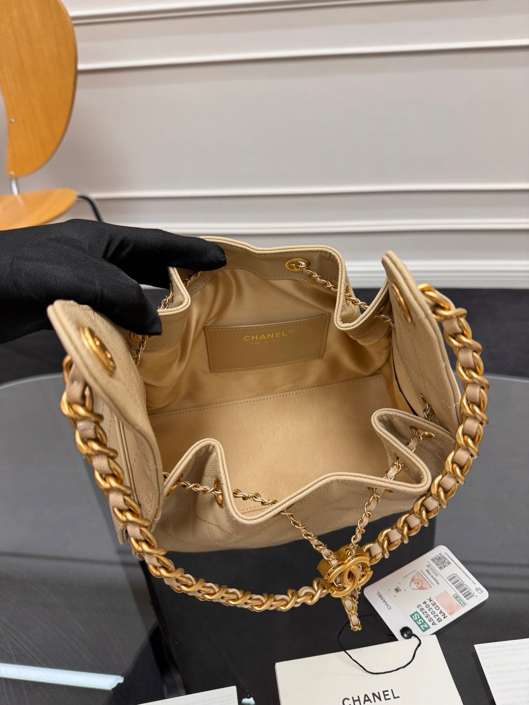 CHANEL 25S HOBO BAG 30 IN GOLDEN BEIGE CAVIAR WITH GOLD HARDWARE