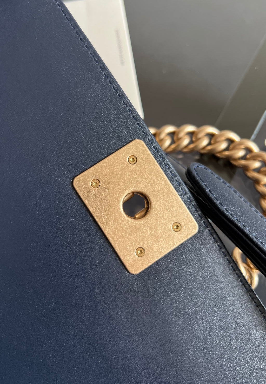 CHANEL 25S BOY BAG 25 IN DARK NAVY BLUE LAMBSKIN