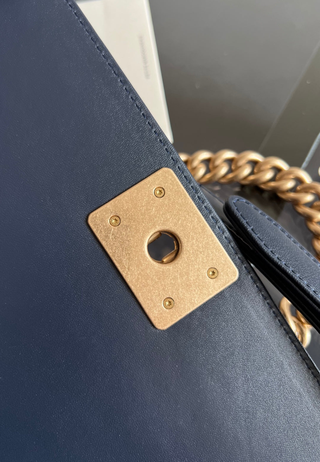 CHANEL 25S BOY BAG 25 IN DARK NAVY BLUE LAMBSKIN