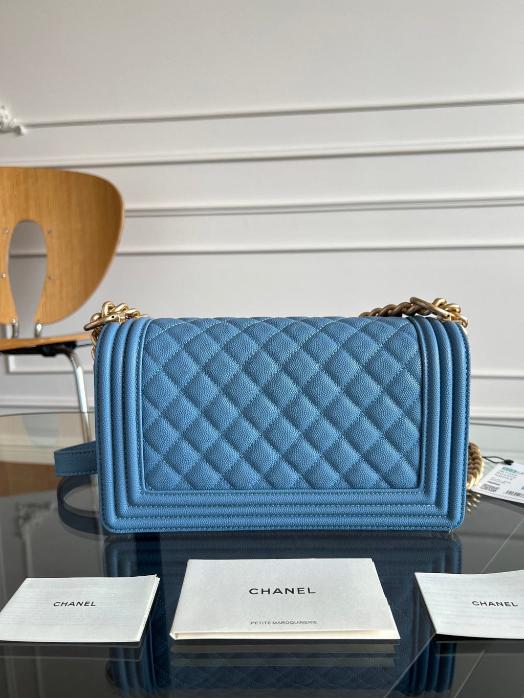 CHANEL 25S BOY BAG 25 IN BLUE CAVIAR