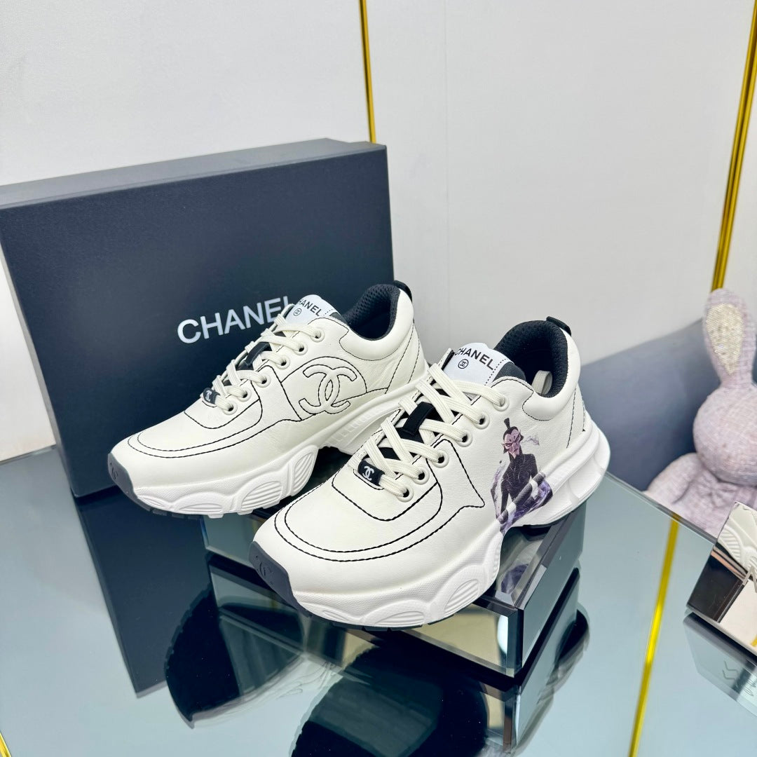 CHANEL TRAINERS SNEAKER IN WHITE CALFSKIN WITH STICKER 238625