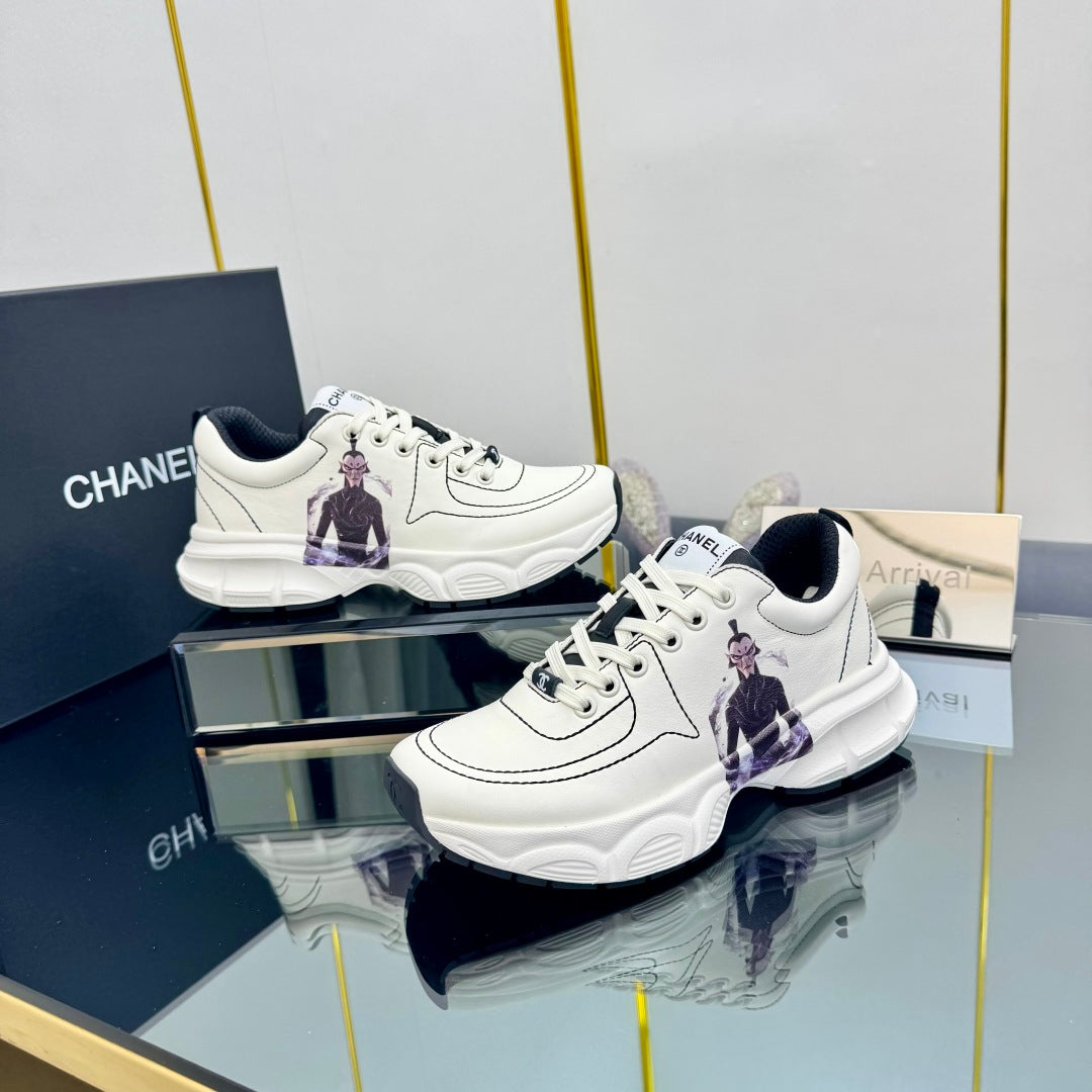 CHANEL TRAINERS SNEAKER IN WHITE CALFSKIN WITH STICKER 238625
