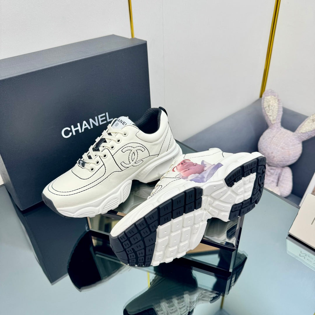 CHANEL TRAINERS SNEAKER IN WHITE CALFSKIN WITH STICKER 238627