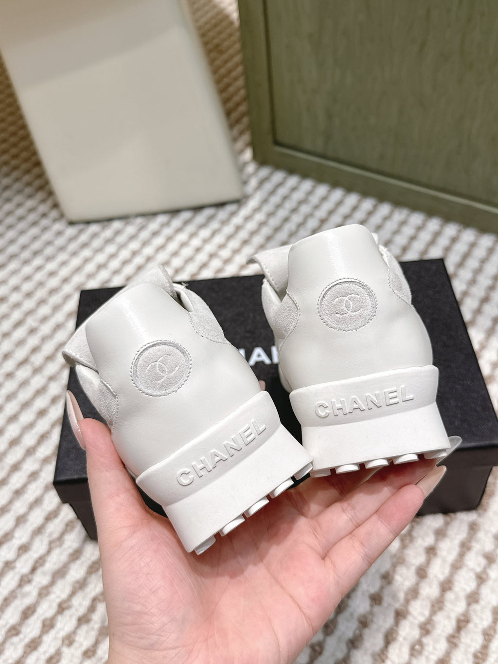 CHANEL 25S SNEAKERS 35MM IN GREIGE SUEDE WITH VELCRO STRAPS