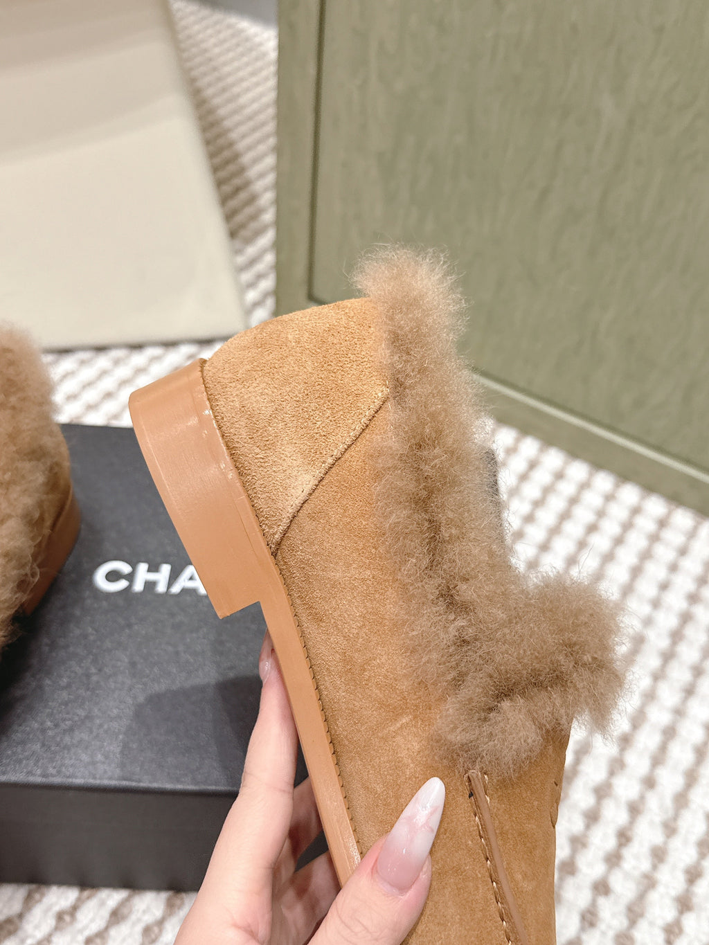 CHANEL 25S LOAFERS MOASIN IN BROWN SUEDE WITH MINK FUR LINING