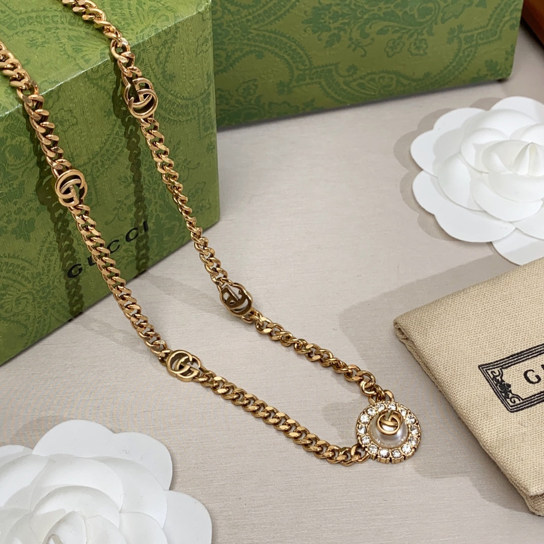 18K Double Gucci Flower Necklace