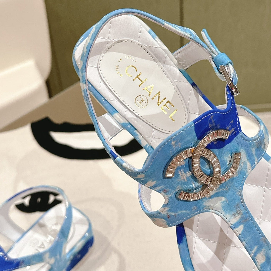 CHANEL Velvet sandal blue