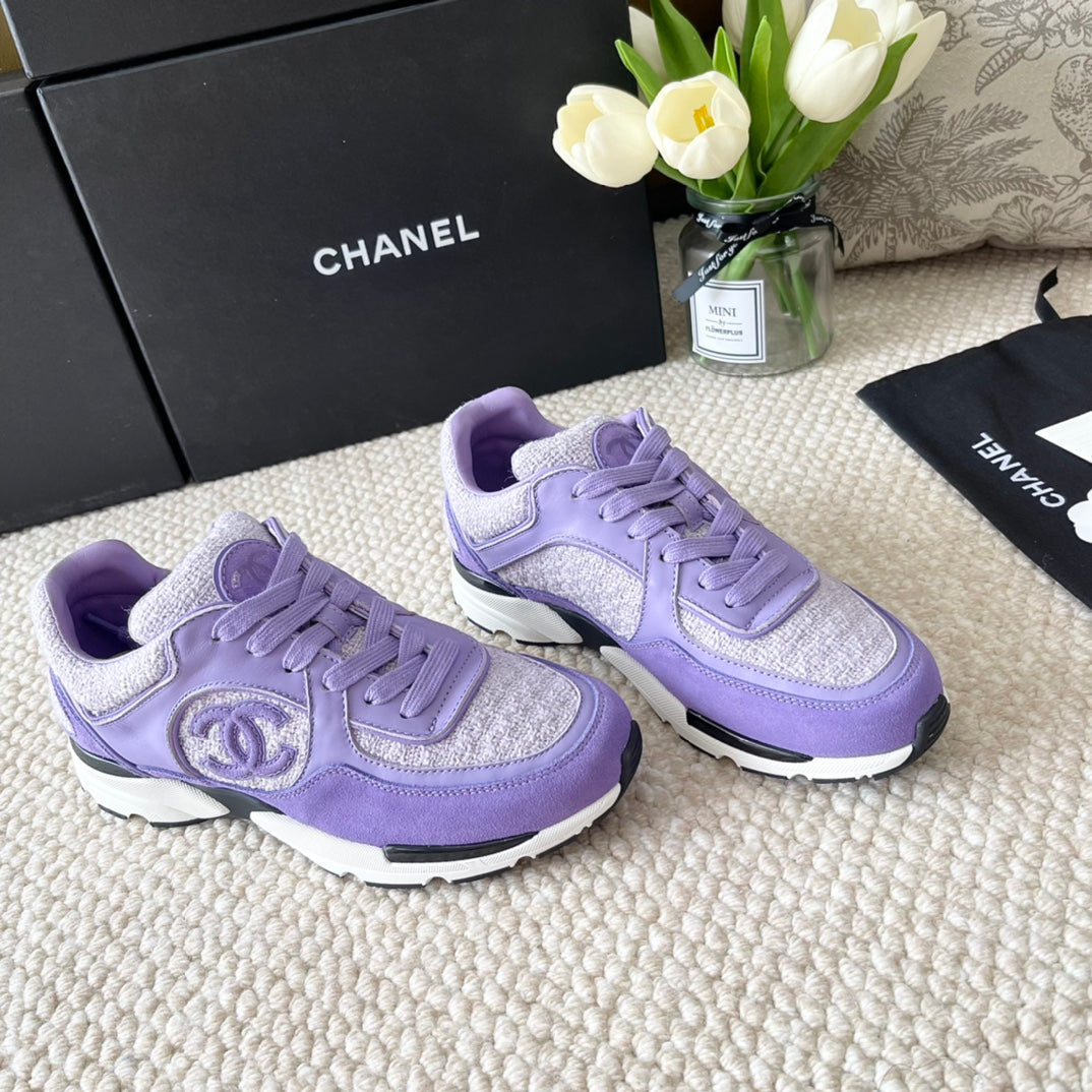 CHANEL SNEAKER IN IRIS PURPLE WOOL TWEED AND SUEDE