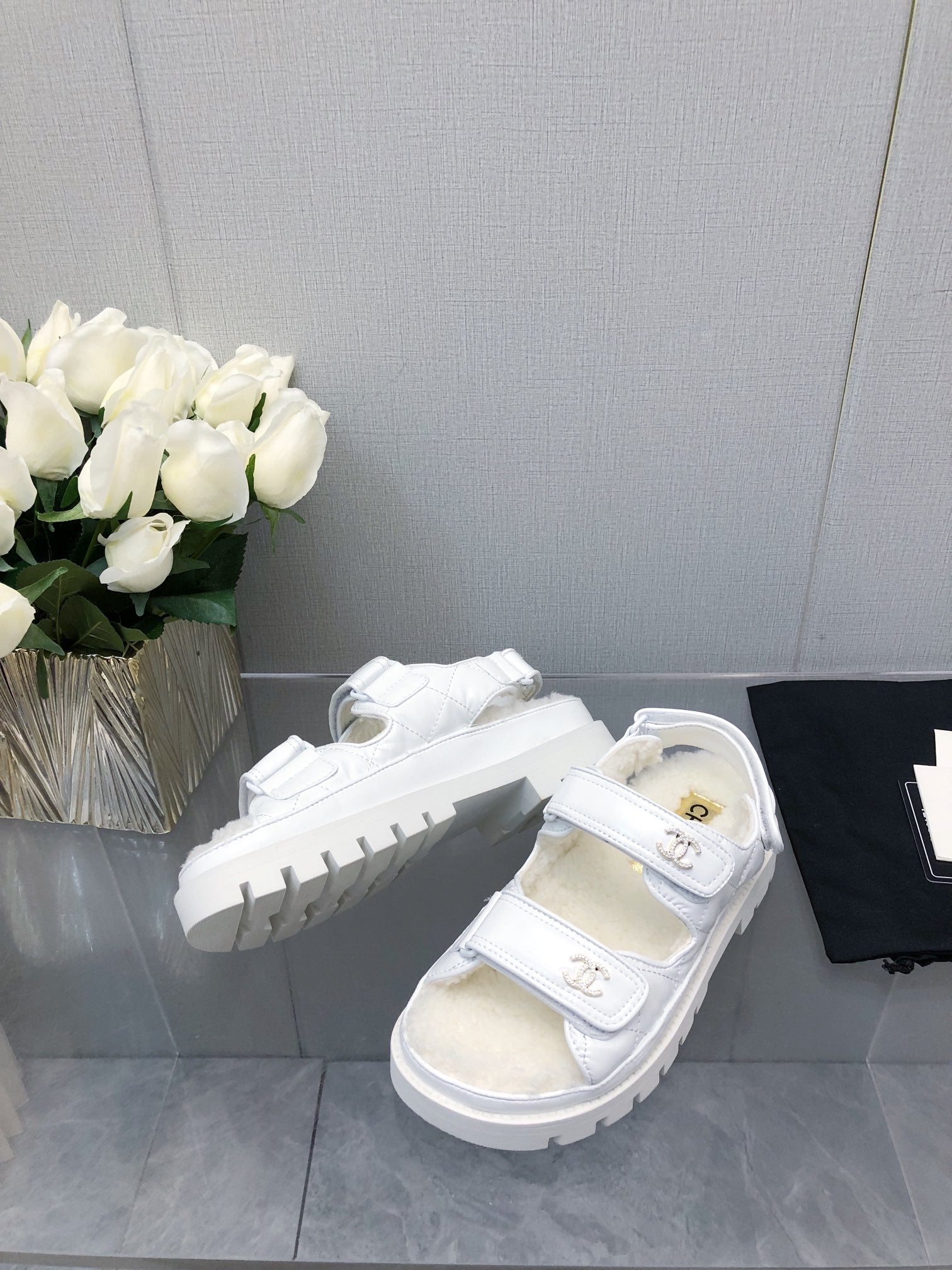 CHANEL DAD SANDAL WHITE LAMBSKIN