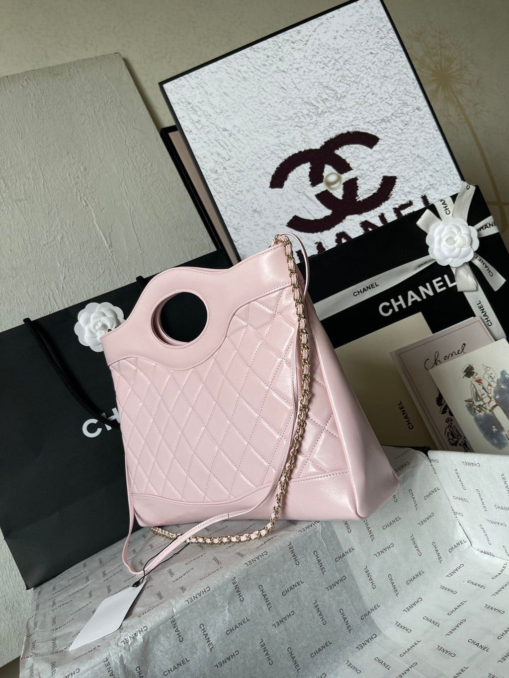 CHANEL MEDIUM 36 SHOPPING BAG IN LIGHT PINK CALFSKIN