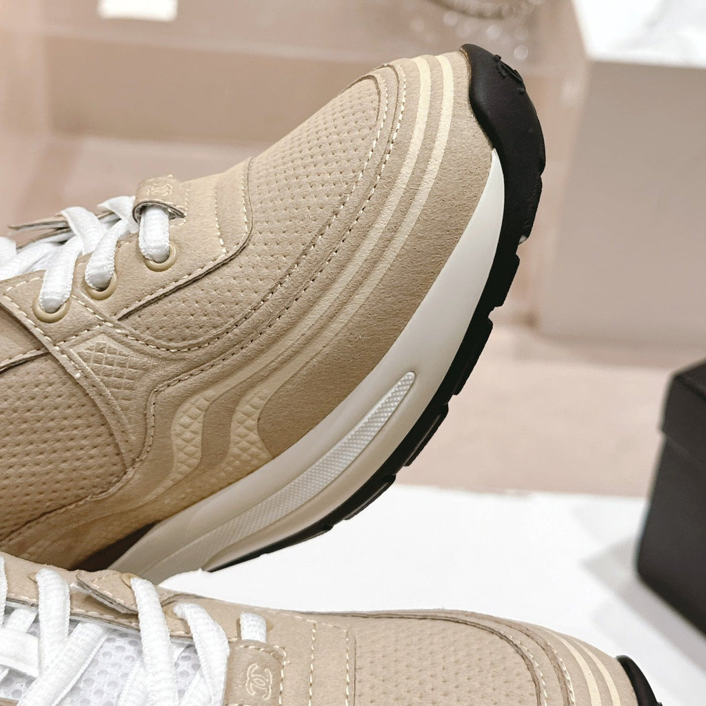 CHANEL Women's Beige Cream Sneaker Breathable mesh