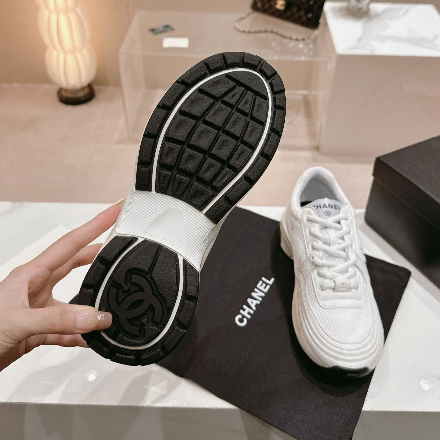 CHANEL Women's White Sneaker Breathable mesh