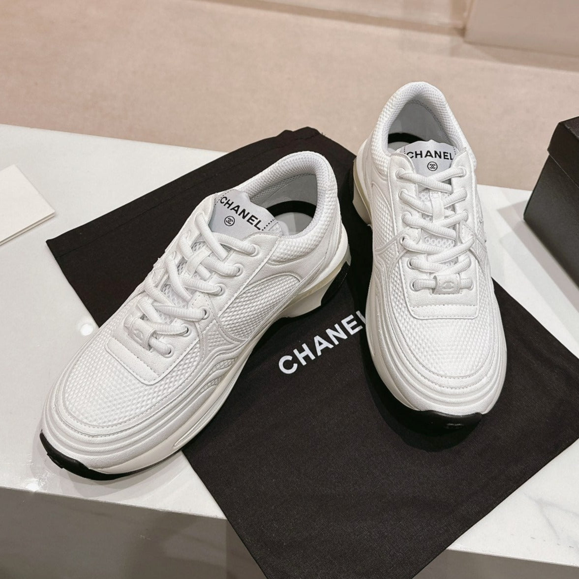 CHANEL Women's White Sneaker Breathable mesh