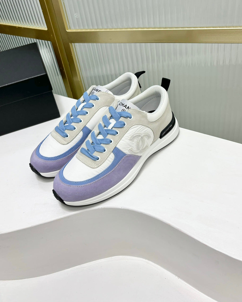 CHANEL SNEAKER IN AMETHYST PURPLE MIX GREY SUEDE