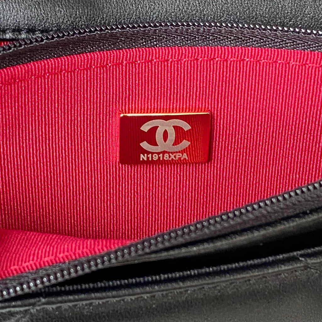 CHANEL 19 WOC 19CM BLACK LAMBSKIN GOLD HARDWARE