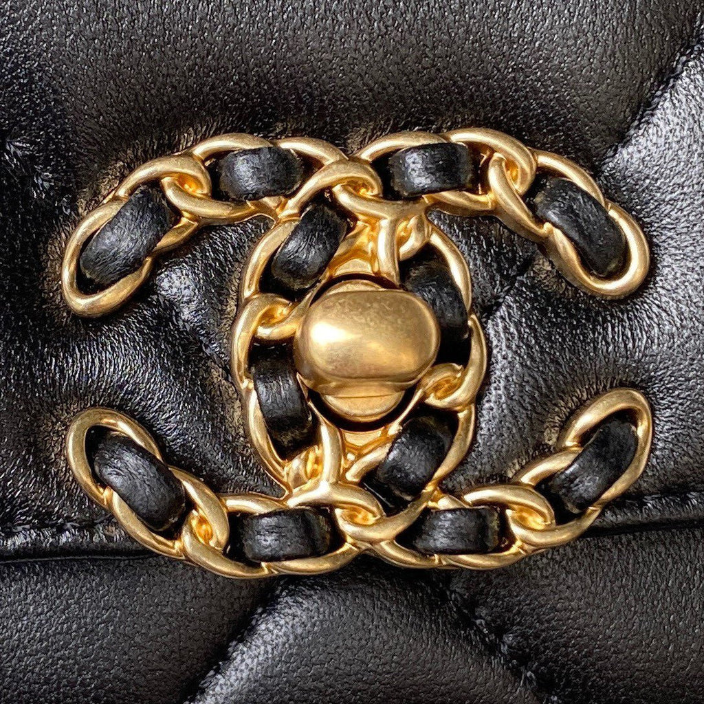 CHANEL 19 WOC 19CM BLACK LAMBSKIN GOLD HARDWARE