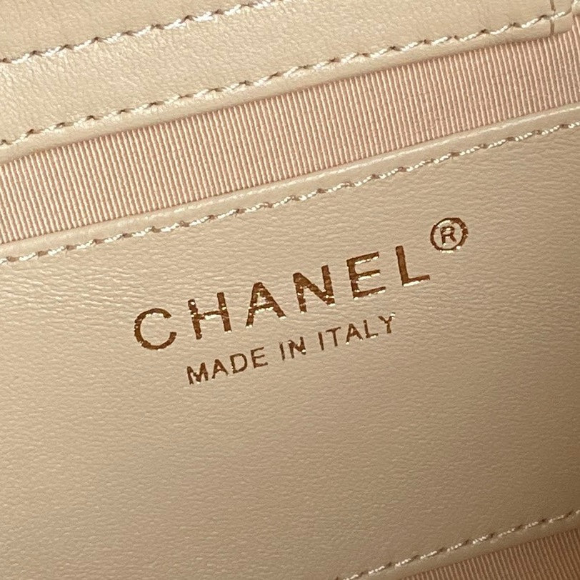 CHANEL HOBO BAG 24 IN BEIGE CALFSKIN GOLD DOUBLE C THICK CHAIN