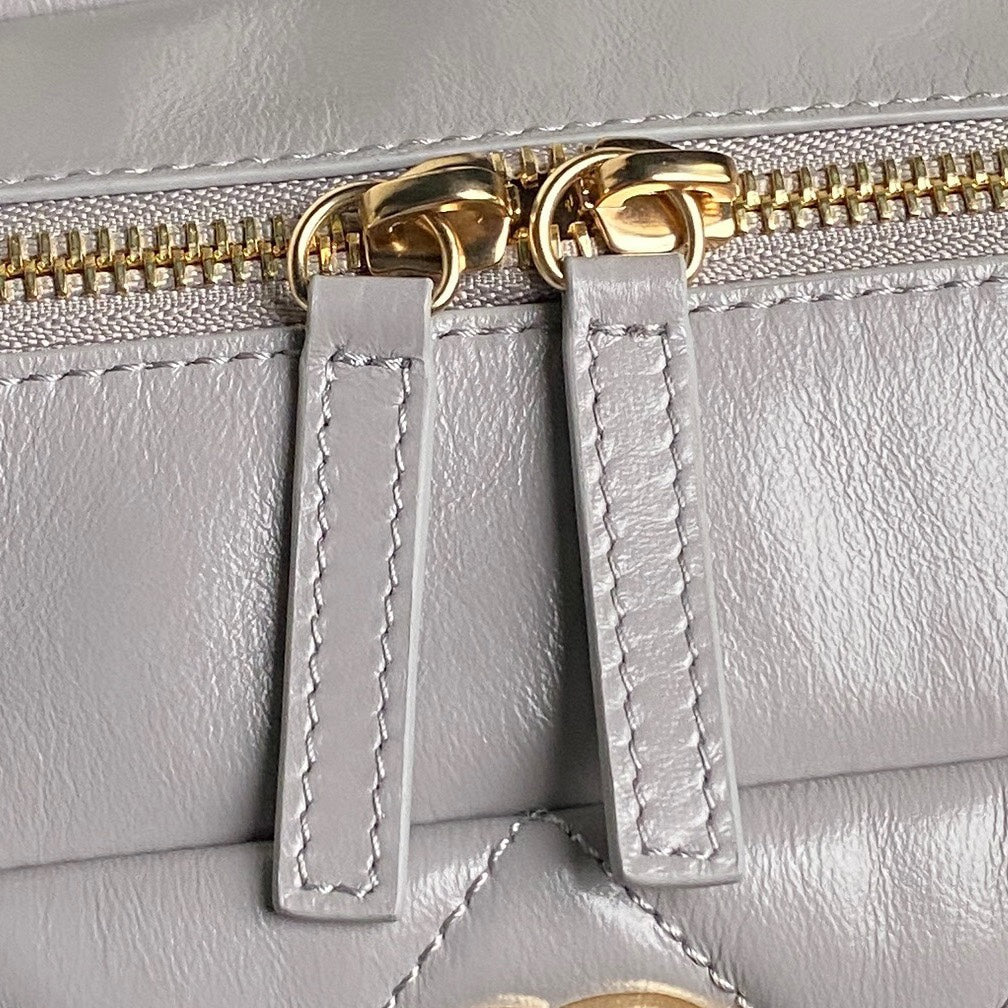 CHANEL BOWLING BAG 29 IN GREY CALFSKIN GOLD HARDWARE