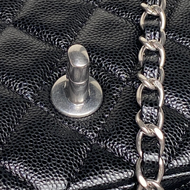 CHANEL 25S FLAP BAG 19 IN BLACK CALFSKIN SILVER HARDWARE