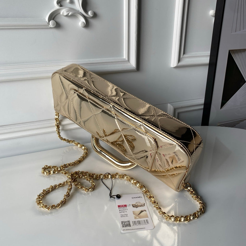 CHANEL 25S FLAP BAG 29 IN METALLIC GOLD CALFSKIN