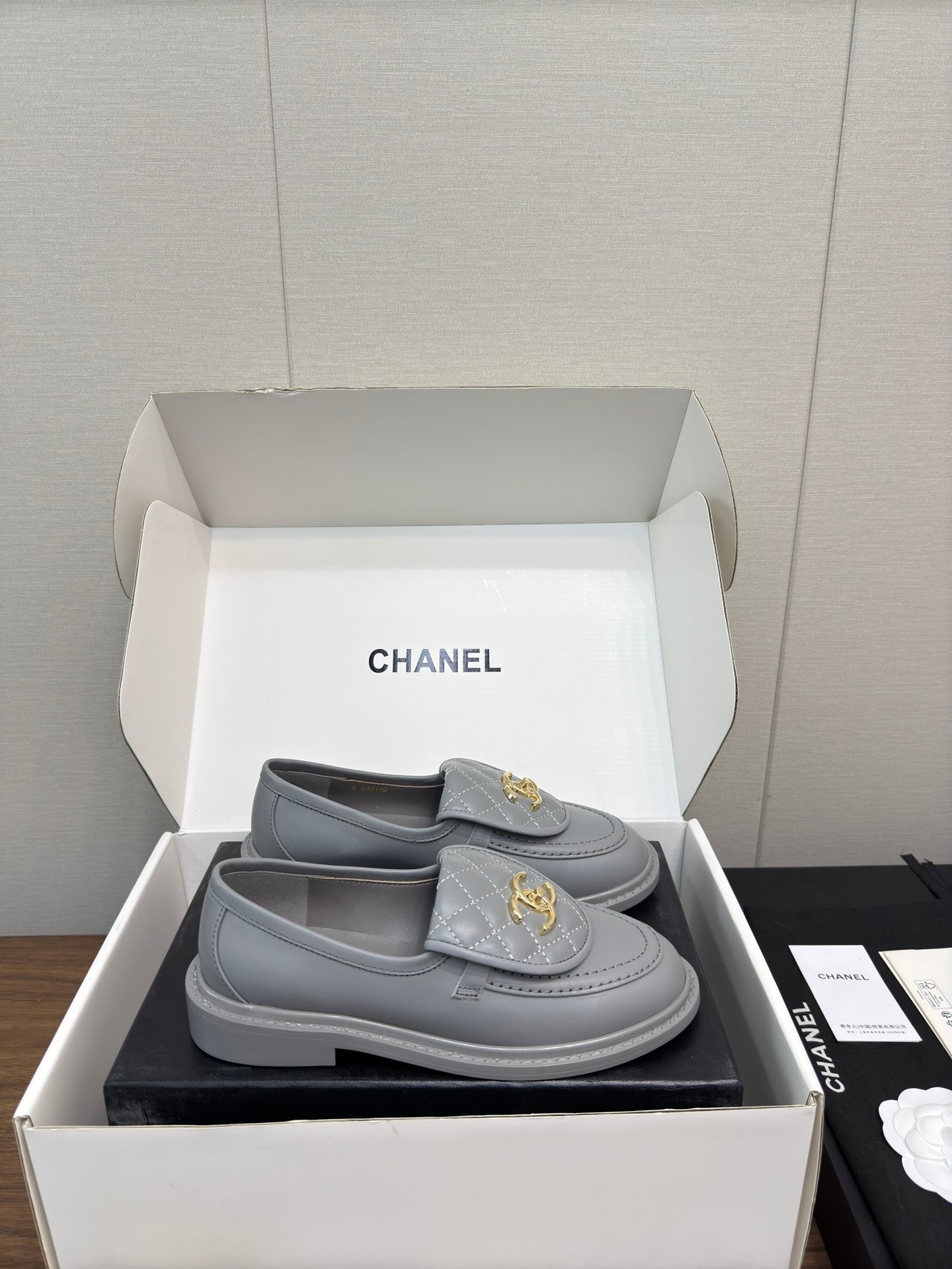 CHANEL MOASIN 2.5 CM IN ASH GRAY PREMIUM LAMBSKIN