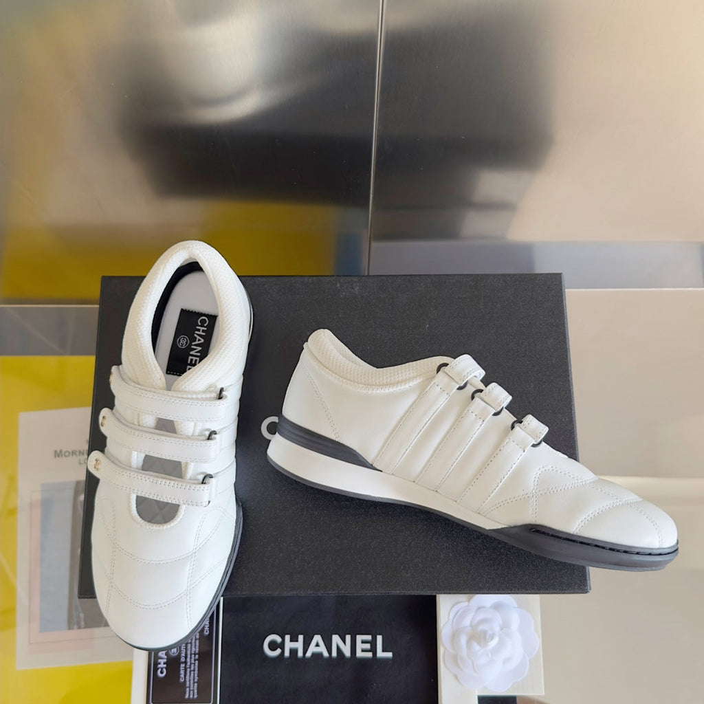 CHANEL MARY JANE SNEAKER IN WHITE LAMBSKIN