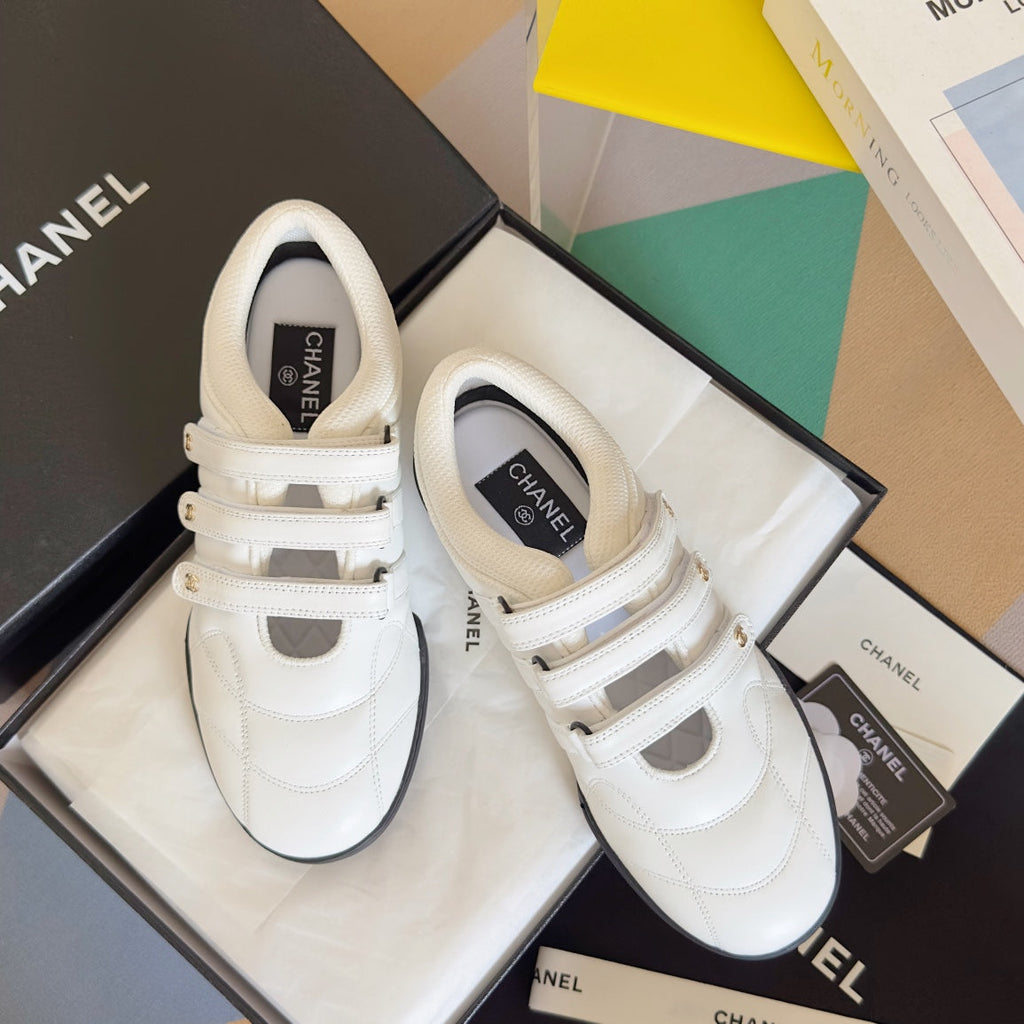 CHANEL MARY JANE SNEAKER IN WHITE LAMBSKIN